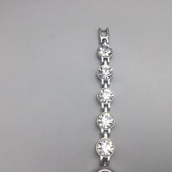 Cannes Womens Watch 17mm White MOP Silver Tone Crystal Bracelet New Battery 7" - Picture 10 of 15